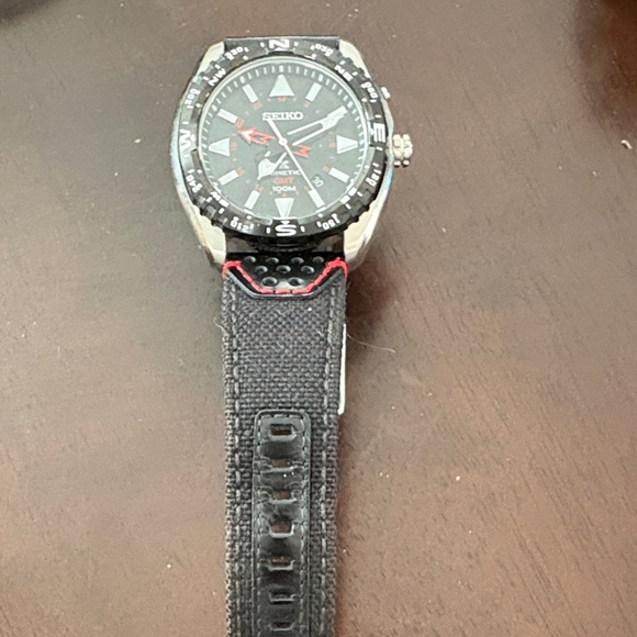 Seiko Black and Red GMT Men's Watch - Picture 2 of 5